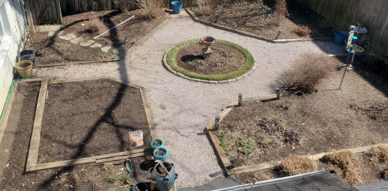 Aerial view of garden with a clear view of sun coverage to inform your garden layout plan